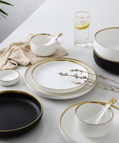 HTH Workshop Round Gold Stroke Ceramic Dinner Plate Collection - Image 18