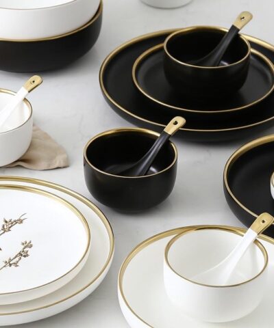 HTH Workshop Round Gold Stroke Ceramic Dinner Plate Collection - Image 19