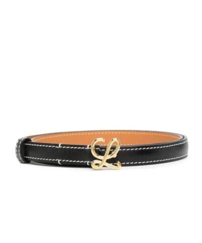 Loewe 1.5cm Black Leather Logo Plaque Belt 20252846 3