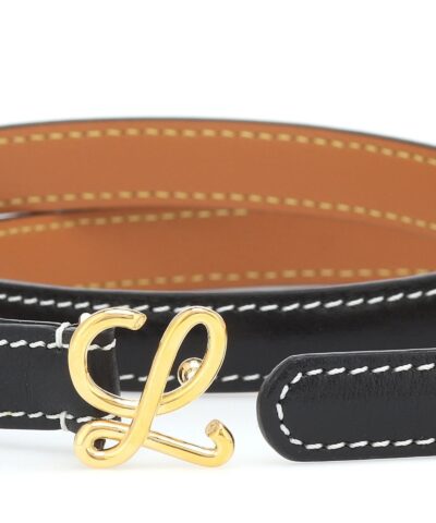Loewe 1.5cm Black Leather Logo Plaque Belt 20252846 4