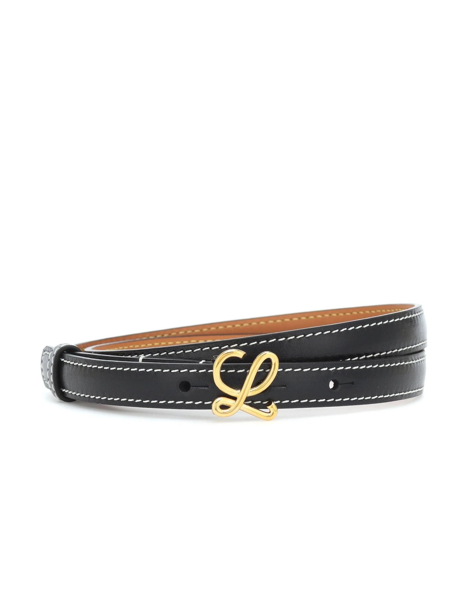 Loewe 1.5cm Black Leather Logo-Plaque Belt-20252846