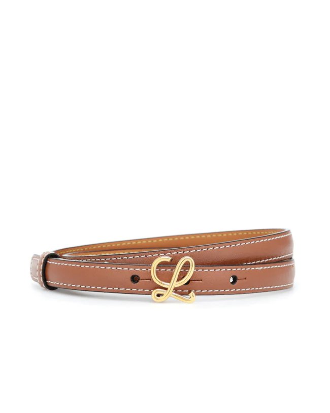 Loewe 1.5cm Brown Leather Logo-Plaque Belt-20252836