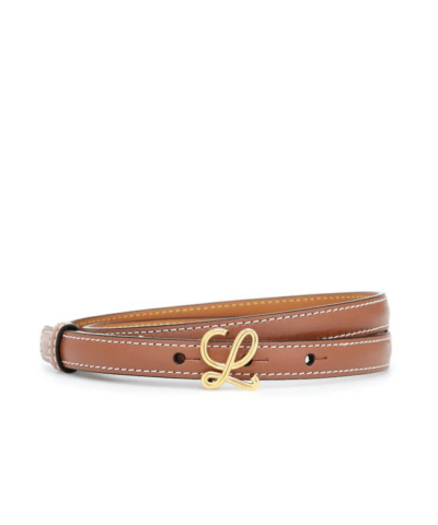 Loewe 1.5cm Brown Leather Logo-Plaque Belt-20252839