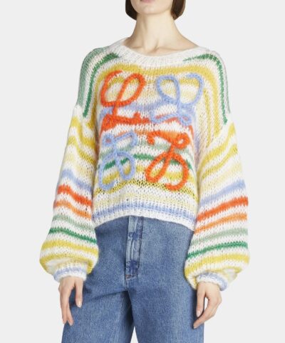 Loewe Anagram Embroidered Stripe Mohair Sweater 20237060 1