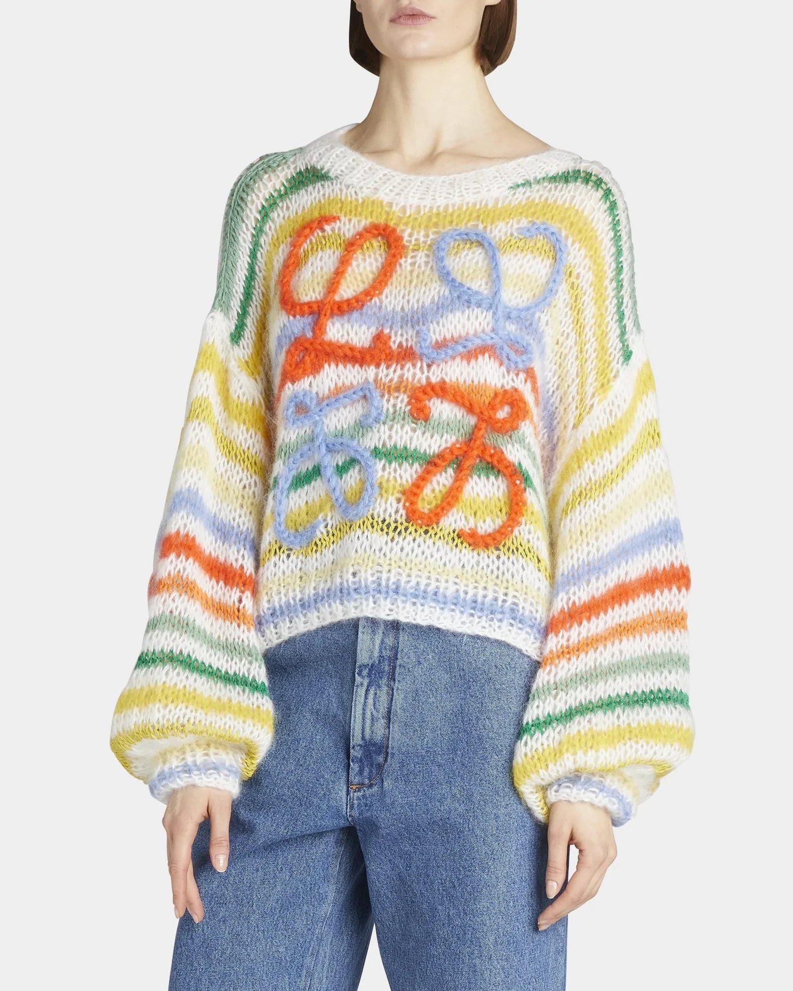 Alternative view of Loewe Anagram-Embroidered Stripe Mohair Sweater