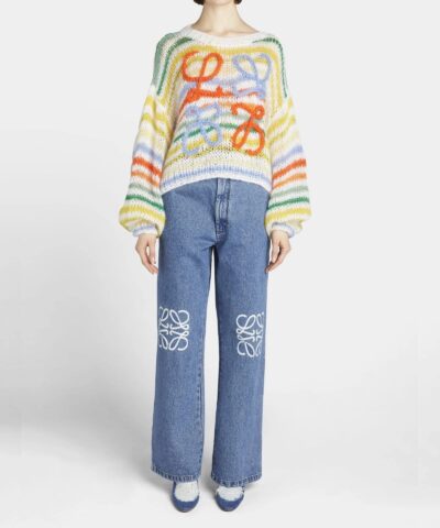 Loewe Anagram Embroidered Stripe Mohair Sweater 20237060 4