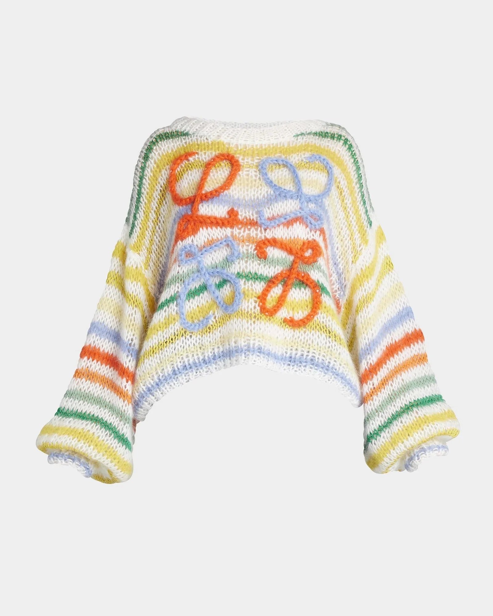 Loewe Anagram-Embroidered Stripe Mohair Sweater-20237060