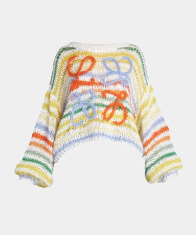 Loewe Anagram-Embroidered Stripe Mohair Sweater-20237064