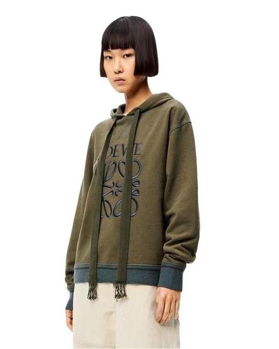 Loewe Anagram Logo-Embroidered Cotton Hoodie-20249932