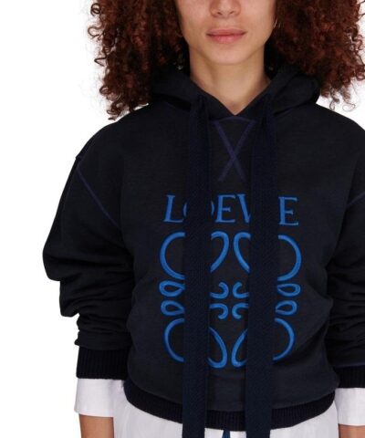 Loewe Anagram Logo Embroidered Cotton Jersey Hoody 20249942 3