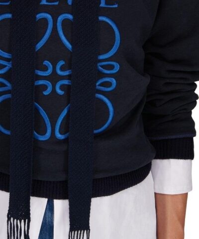 Loewe Anagram Logo Embroidered Cotton Jersey Hoody 20249942 4