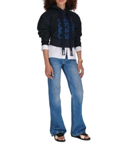 Loewe Anagram Logo Embroidered Cotton Jersey Hoody 20249942 5