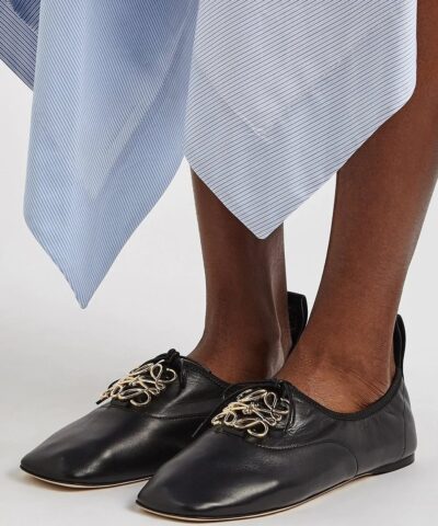 Loewe Black Logo Leather Flats Black 20253200 4