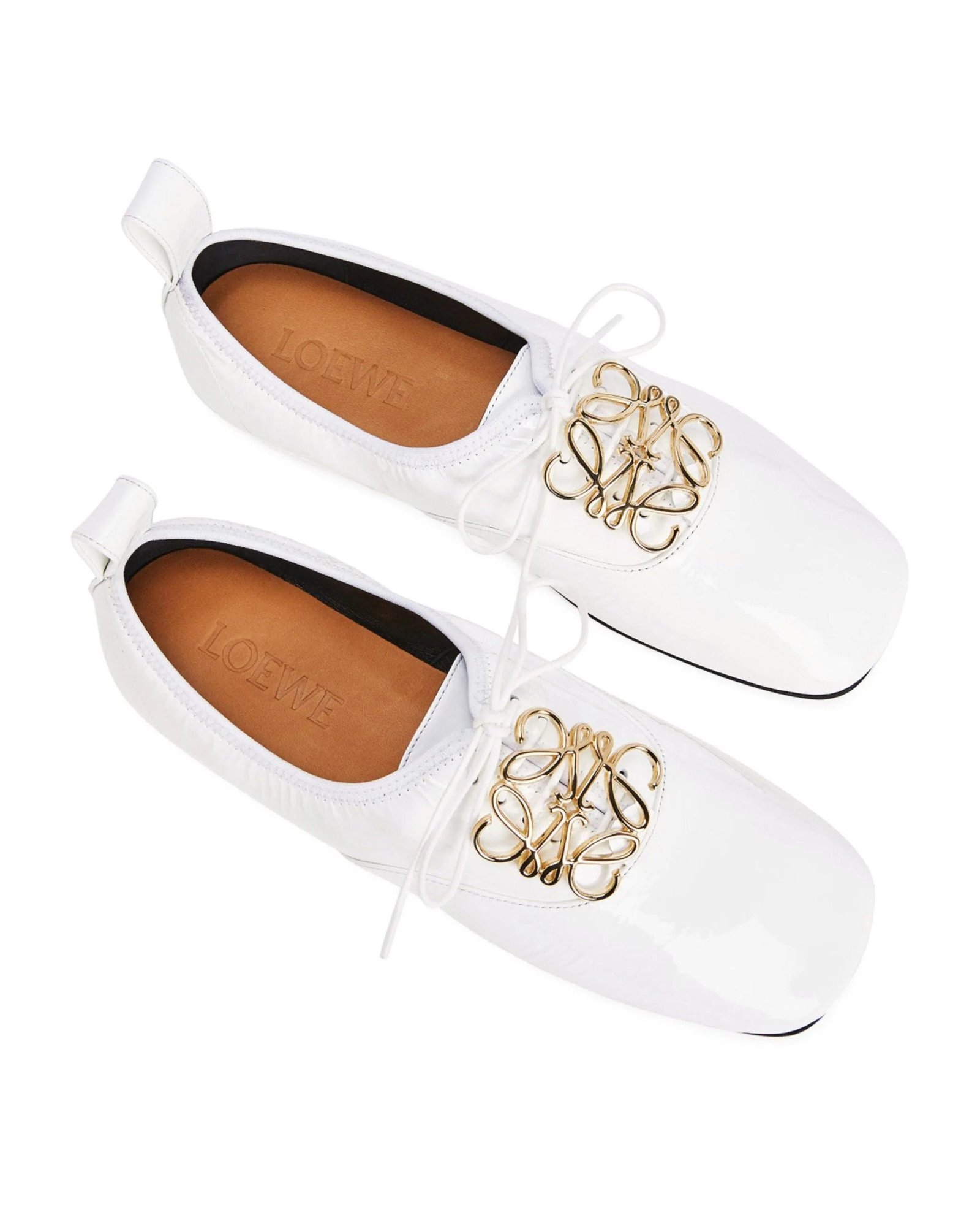 Alternative view of Loewe Black Logo Leather Flats, White