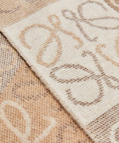 Loewe Fringed Wool and Cashmere blend Jacquard Scarf WhiteBeige 20247721 3