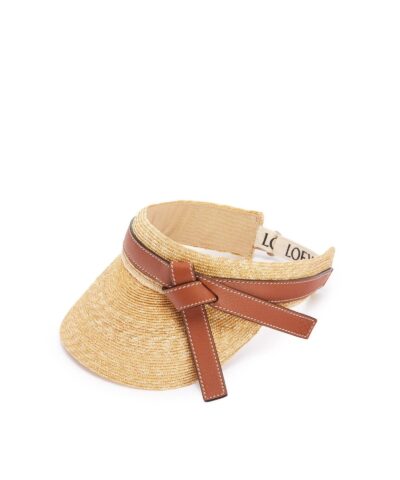 Loewe Gate Visor In Straw And Calfskin 20256629 3