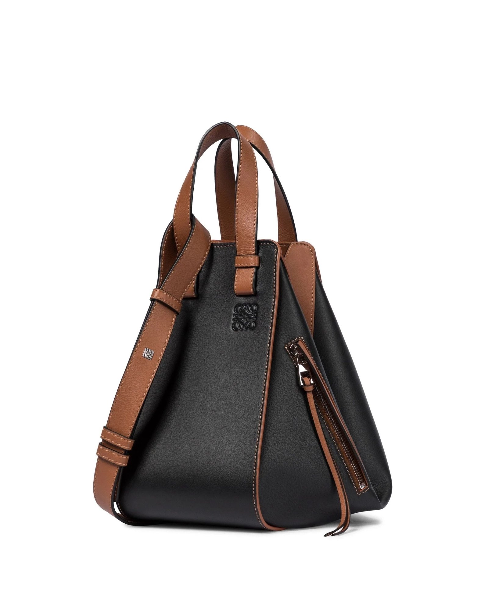 Loewe Hammock Small Leather Shoulder Bag In Black Brown-20252403