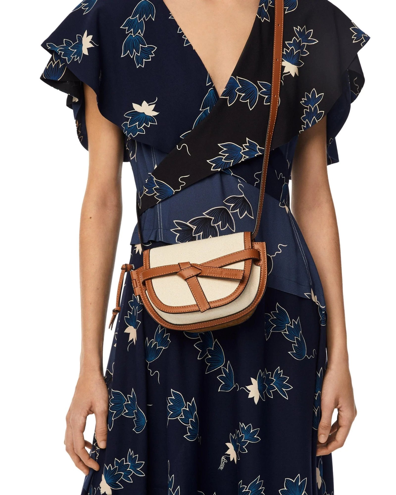 Alternative view of Loewe Mini Gate Dual Bag in Canvas and Calfskin