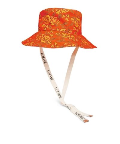 Loewe Paulas Ibiza Cotton Bucket Hat In Orange 20256647 1