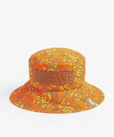 Loewe Paulas Ibiza Cotton Bucket Hat In Orange 20256647 2
