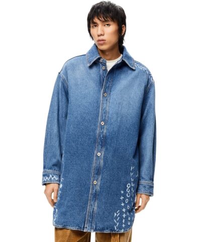 Loewe Printed Oversize Denim Overshirt In Cotton-20244306