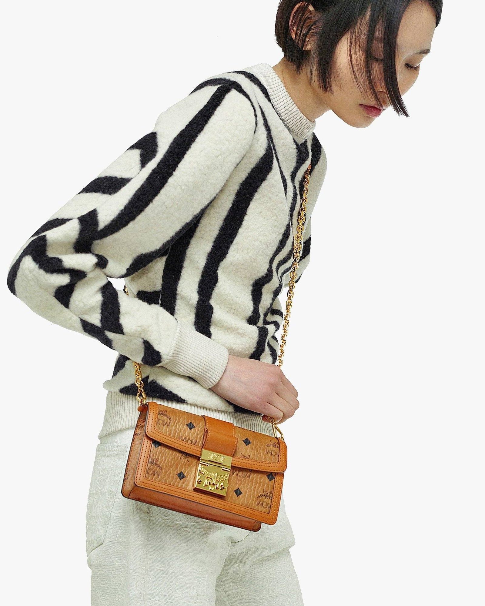 Alternative view of MCM Gretl Cognac Crossbody in Visetos