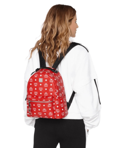 MCM Viva Red Stark Backpack Wwhite Logo Visetos 32 20251575 1