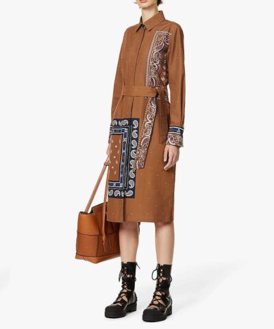 Max Mara Bussola Graphic Print Cotton Midi Dress 20244040 1