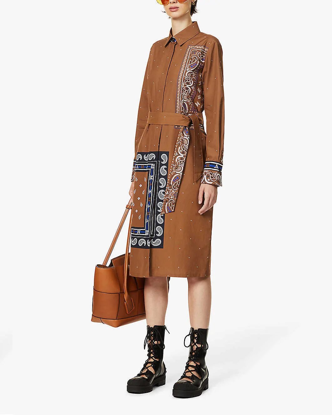 Alternative view of Max Mara Bussola Graphic-Print Cotton Midi Dress