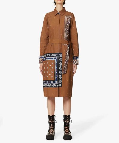 Max Mara Bussola Graphic Print Cotton Midi Dress 20244040 2