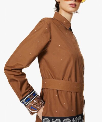 Max Mara Bussola Graphic Print Cotton Midi Dress 20244040 4
