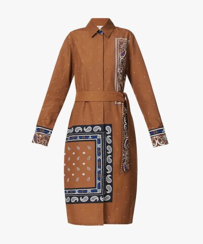 Max Mara Bussola Graphic Print Cotton Midi Dress 20244040 5