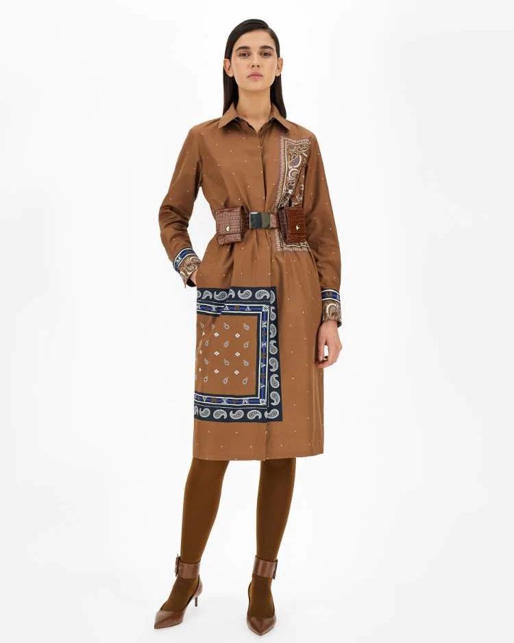 Max Mara Bussola Graphic-Print Cotton Midi Dress-20244040