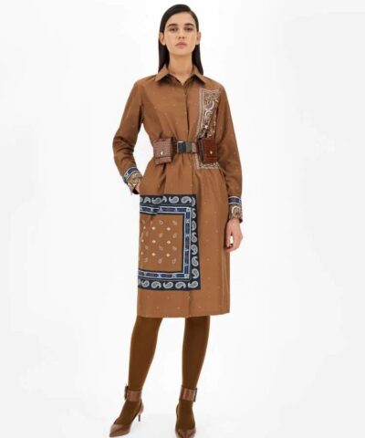 Max Mara Bussola Graphic-Print Cotton Midi Dress-20244044