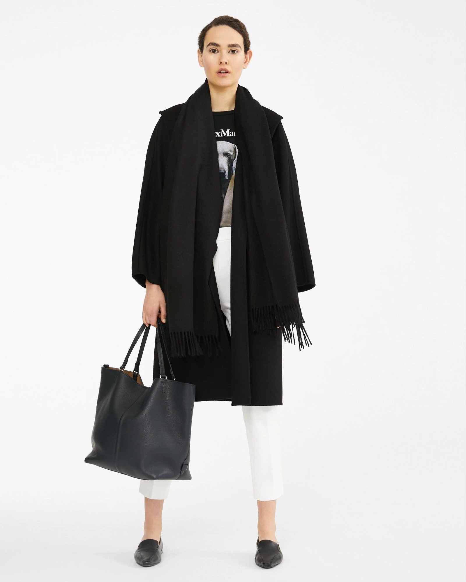 Max Mara Cashmere Coat, Black-20246345