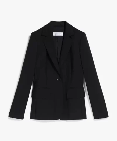Max Mara Eva One-Button Front Peak-Lapel Wool Jacket-20246911