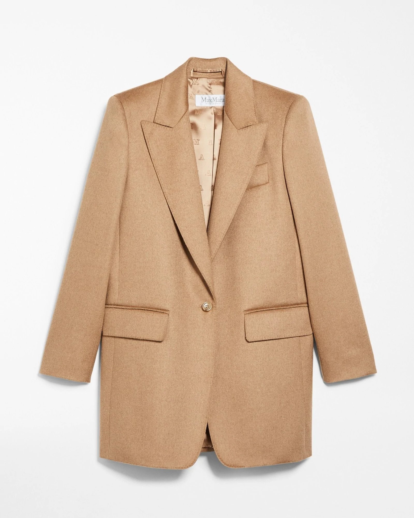 Max Mara Eva One-Button Front Peak-Lapel Wool Jacket-20246919