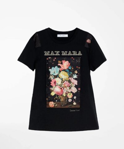Max Mara Printed Cotton Jersey T Shirt Black 20253663 4