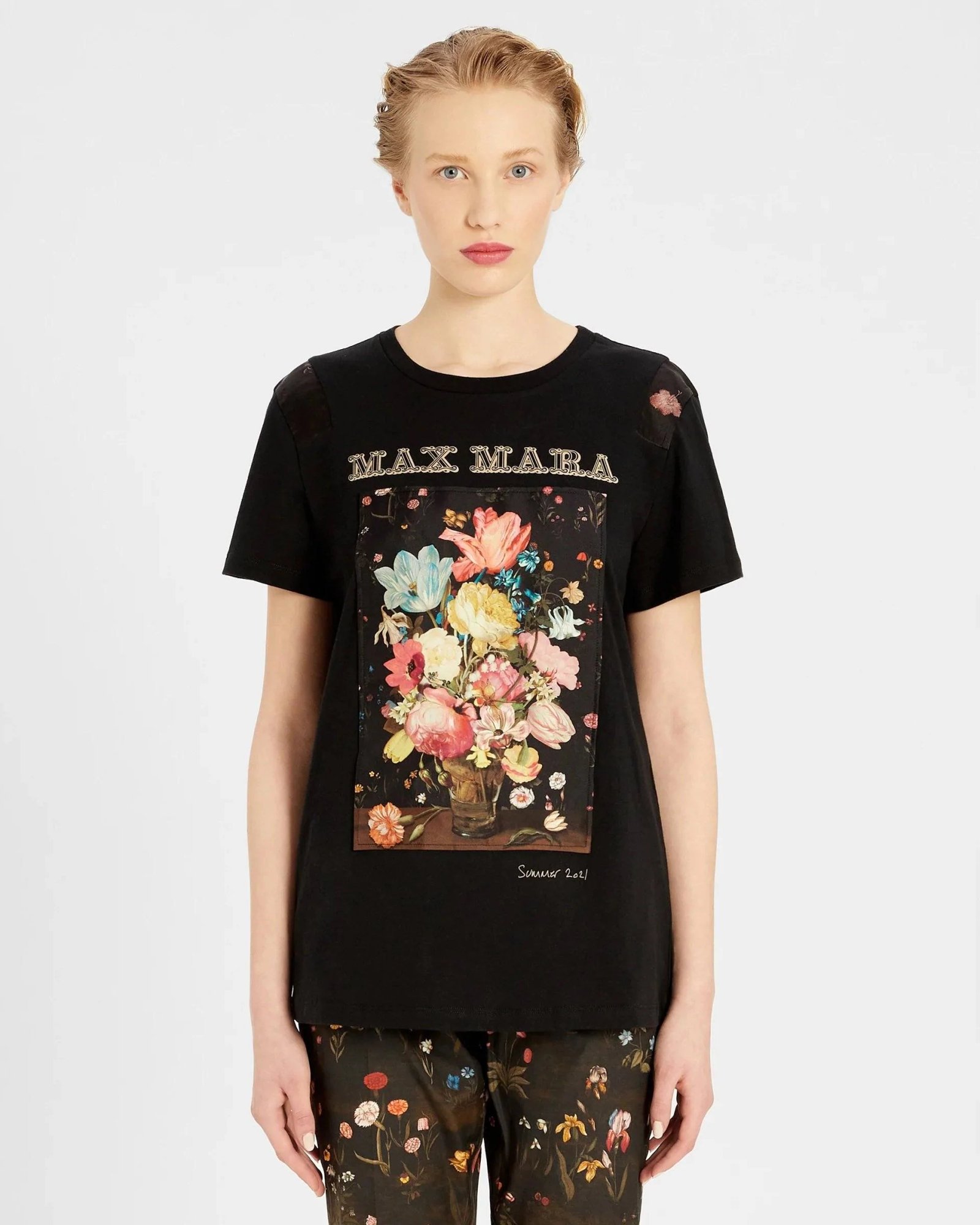 Max Mara Printed Cotton Jersey T-Shirt, Black-20253663