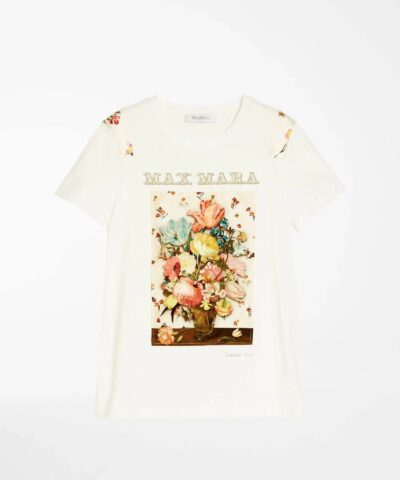 Max Mara Printed Cotton Jersey T Shirt White 20253653 2