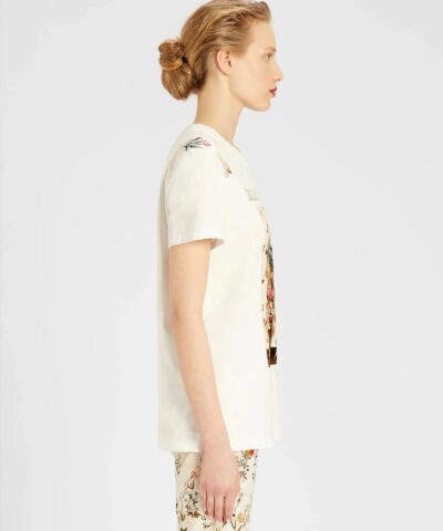 Max Mara Printed Cotton Jersey T Shirt White 20253653 3