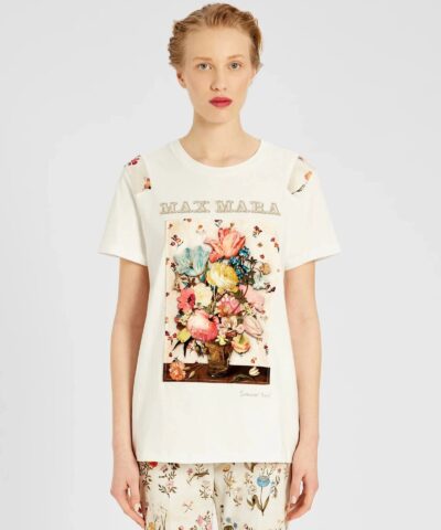 Max Mara Printed Cotton Jersey T-Shirt, White-20253657