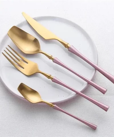 Modern Two Color Stainless Steel 4 Piece Serving Set 20219613 1