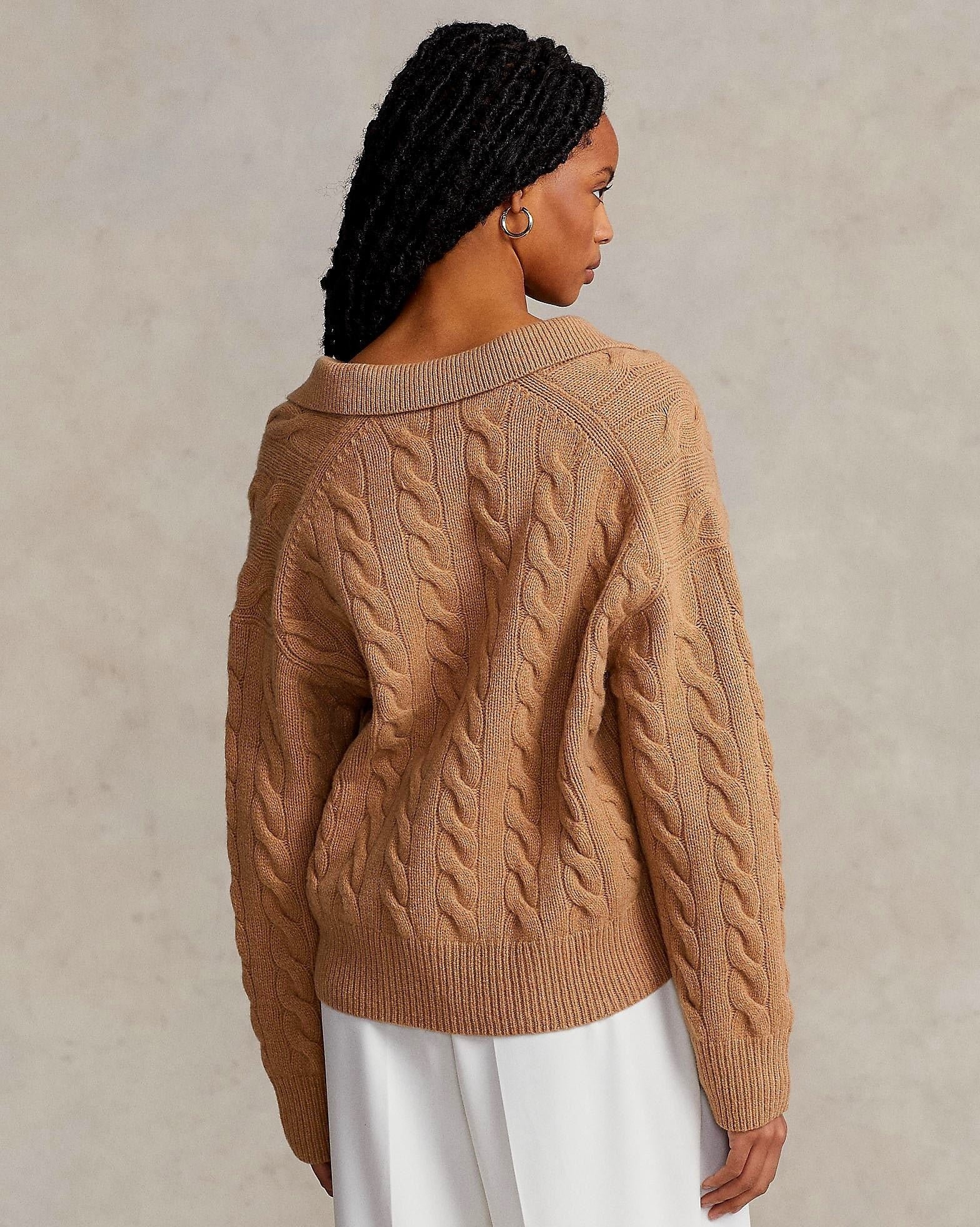 Alternative view of Polo Ralph Lauren Cable-Knit Wool-Cashmere Polo Sweater In Camel
