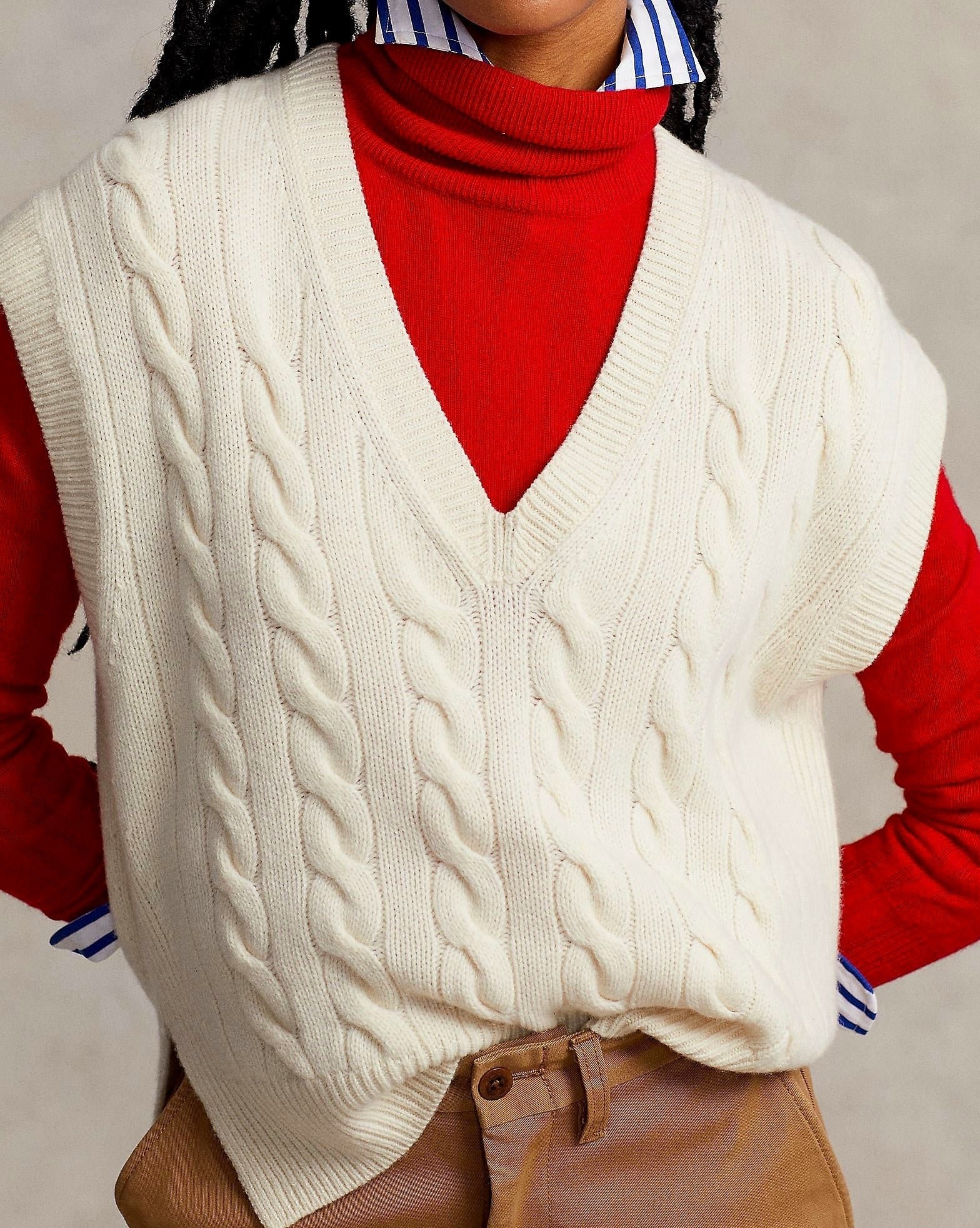 Alternative view of Polo Ralph Lauren Sleeveless Cable-Knit Sweater In Beige