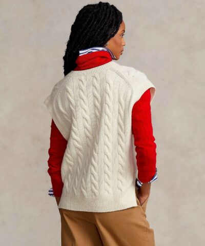 Polo Ralph Lauren Sleeveless Cable Knit Sweater In Beige 20236770 2