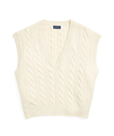 Polo Ralph Lauren Sleeveless Cable-Knit Sweater In Beige-20236773