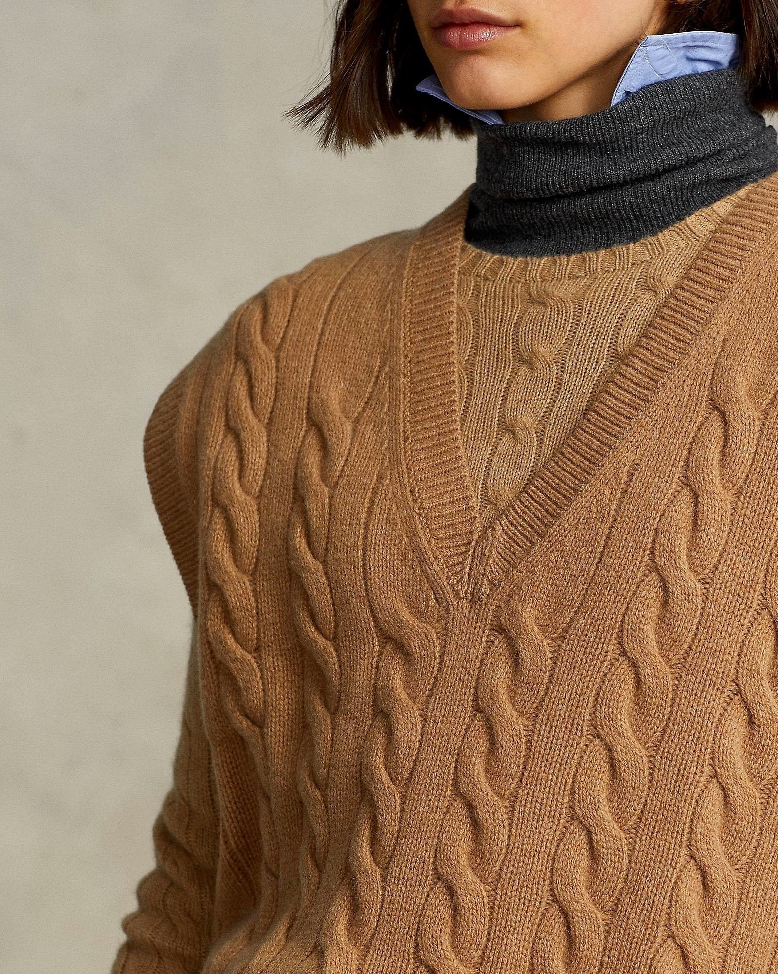 Alternative view of Polo Ralph Lauren Sleeveless Cable-Knit Sweater In Camel