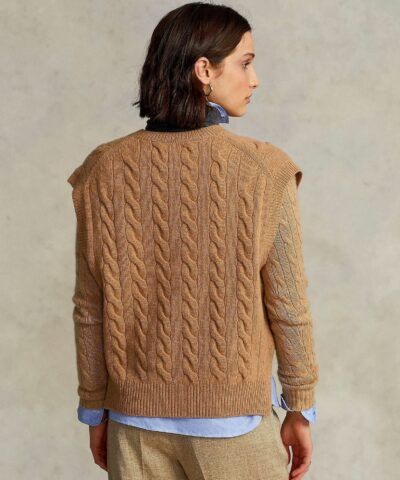 Polo Ralph Lauren Sleeveless Cable Knit Sweater In Camel 20236760 2
