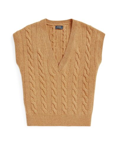 Polo Ralph Lauren Sleeveless Cable-Knit Sweater In Camel-20236764